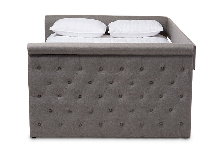 baxton studio amaya modern and contemporary grey fabric upholstered queen size daybed | Modish Furniture Store-3