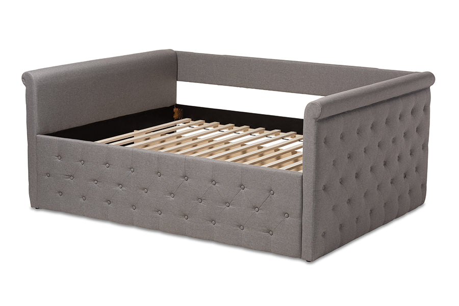 Baxton Studio Amaya Modern and Contemporary Grey Fabric Upholstered Full Size Daybed | Daybeds | Modishstore - 7