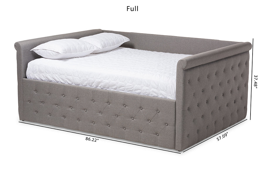 Baxton Studio Amaya Modern and Contemporary Grey Fabric Upholstered Full Size Daybed | Daybeds | Modishstore - 6
