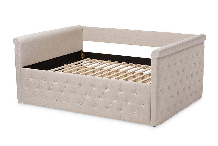Baxton Studio Amaya Modern and Contemporary Dark Grey Fabric Upholstered Queen Size Daybed | Daybeds | Modishstore - 12