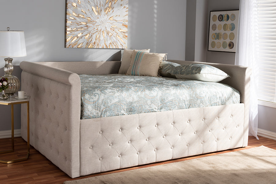 Baxton Studio Amaya Modern and Contemporary Dark Grey Fabric Upholstered Queen Size Daybed | Daybeds | Modishstore - 8