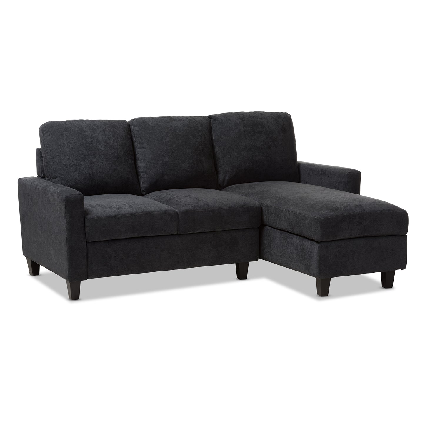 Baxton Studio Greyson Modern And Contemporary Dark Grey Fabric Upholstered Reversible Sectional Sofa | Sofas | Modishstore