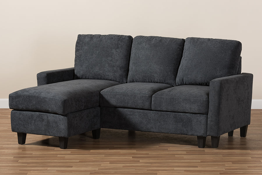 Baxton Studio Greyson Modern And Contemporary Dark Grey Fabric Upholstered Reversible Sectional Sofa | Sofas | Modishstore - 5