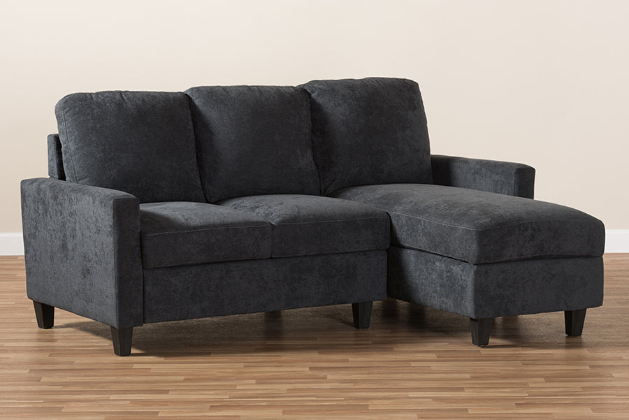 Baxton Studio Greyson Modern And Contemporary Dark Grey Fabric Upholstered Reversible Sectional Sofa | Sofas | Modishstore - 4
