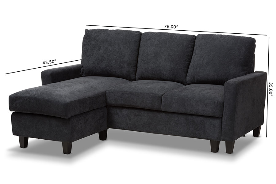 Baxton Studio Greyson Modern And Contemporary Dark Grey Fabric Upholstered Reversible Sectional Sofa | Sofas | Modishstore - 7