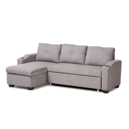 Baxton Studio Lianna Modern and Contemporary Light Grey Fabric Upholstered Sectional Sofa | Sofas | Modishstore