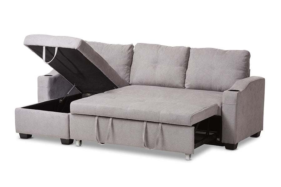 Baxton Studio Lianna Modern and Contemporary Light Grey Fabric Upholstered Sectional Sofa | Sofas | Modishstore - 5