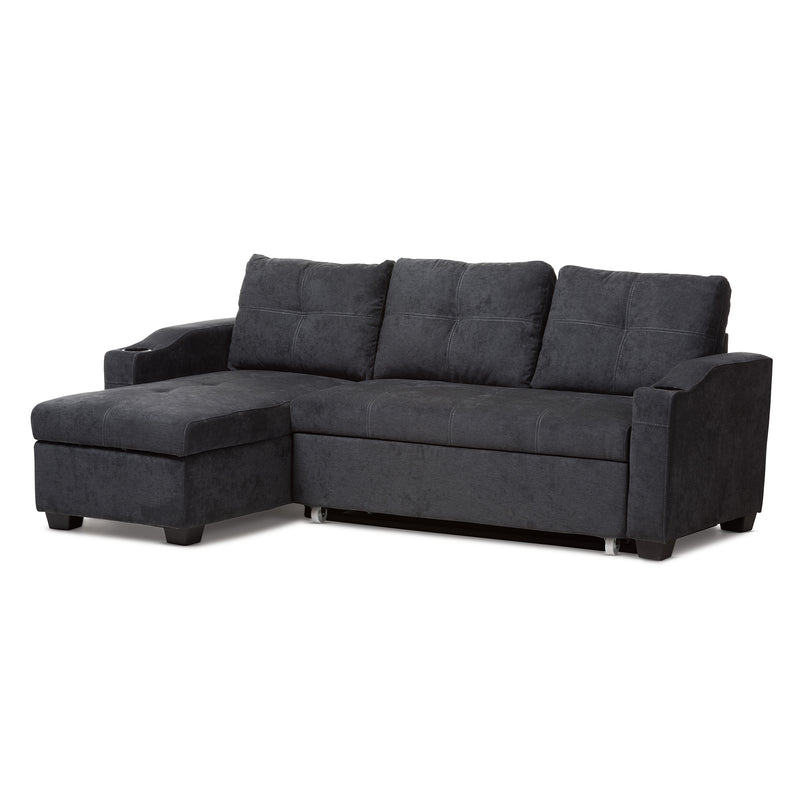 Baxton Studio Lianna Modern and Contemporary Dark Grey Fabric Upholstered Sectional Sofa | Sofas | Modishstore