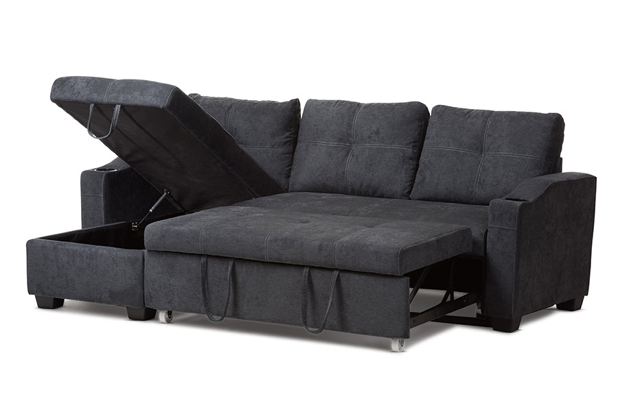 Baxton Studio Lianna Modern and Contemporary Dark Grey Fabric Upholstered Sectional Sofa | Sofas | Modishstore - 6