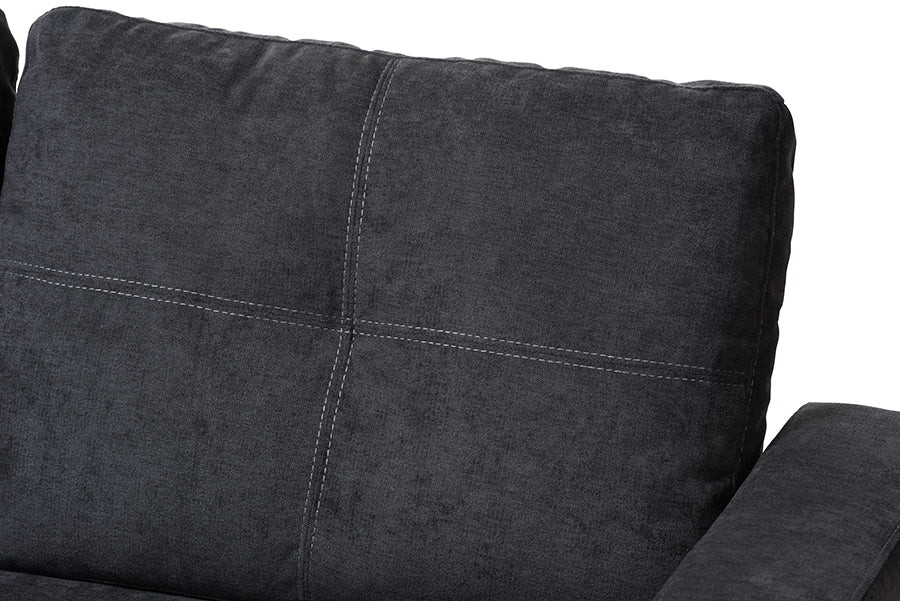 Baxton Studio Lianna Modern and Contemporary Dark Grey Fabric Upholstered Sectional Sofa | Sofas | Modishstore - 5