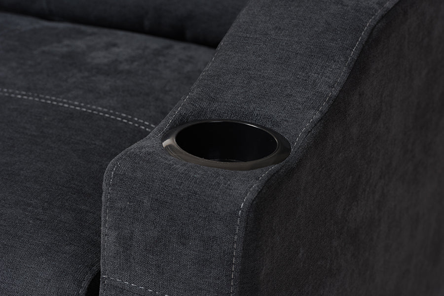 Baxton Studio Lianna Modern and Contemporary Dark Grey Fabric Upholstered Sectional Sofa | Sofas | Modishstore - 4
