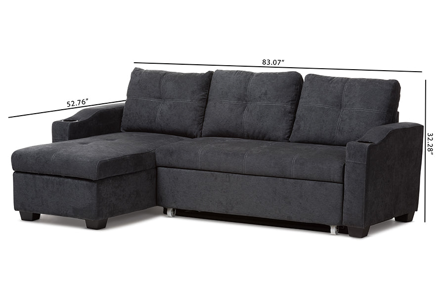 Baxton Studio Lianna Modern and Contemporary Dark Grey Fabric Upholstered Sectional Sofa | Sofas | Modishstore - 7