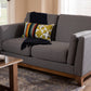 Baxton Studio Sava Mid-Century Modern Grey Fabric Upholstered Walnut Wood 2-Seater Loveseat | Modishstore | Loveseats