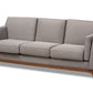 baxton studio sava mid century modern grey fabric upholstered walnut wood 3 seater sofa | Modish Furniture Store-2