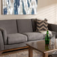 Baxton Studio Sava Mid-Century Modern Grey Fabric Upholstered Walnut Wood 3-Seater Sofa | Modishstore | Sofas