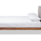 baxton studio aveneil mid century modern grey fabric upholstered walnut finished queen size platform bed | Modish Furniture Store-3
