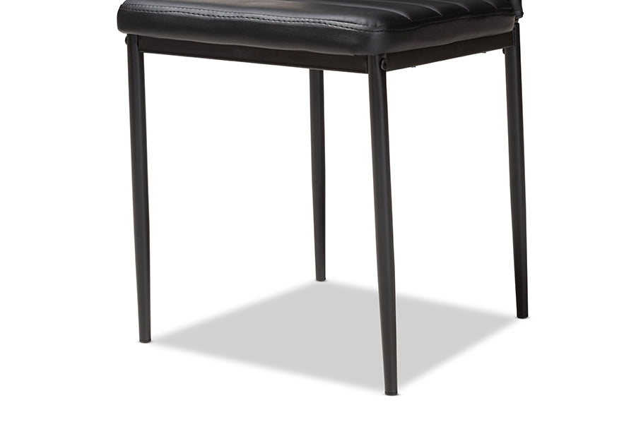 Baxton Studio Armand Modern and Contemporary Black Faux Leather Upholstered Dining Chair (Set of 4) | Modishstore | Dining Chairs - 2