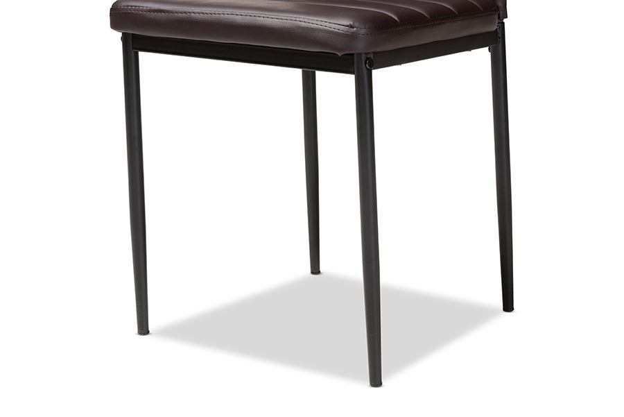 Baxton Studio Armand Modern and Contemporary Brown Faux Leather Upholstered Dining Chair (Set of 4) | Modishstore | Dining Chairs - 2