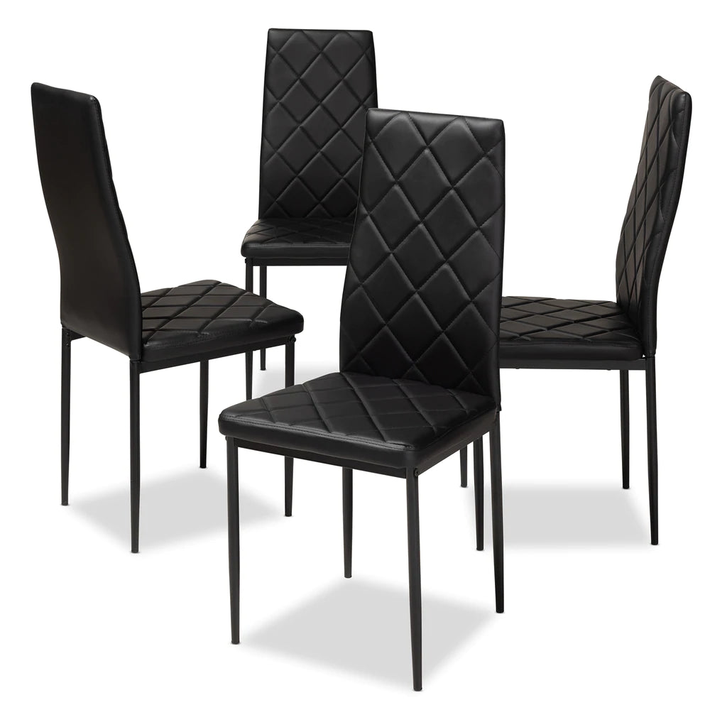 Baxton Studio Blaise Modern And Contemporary Black Faux Leather Upholstered Dining Chair (Set Of 4) | Dining Chairs | Modishstore - 2
