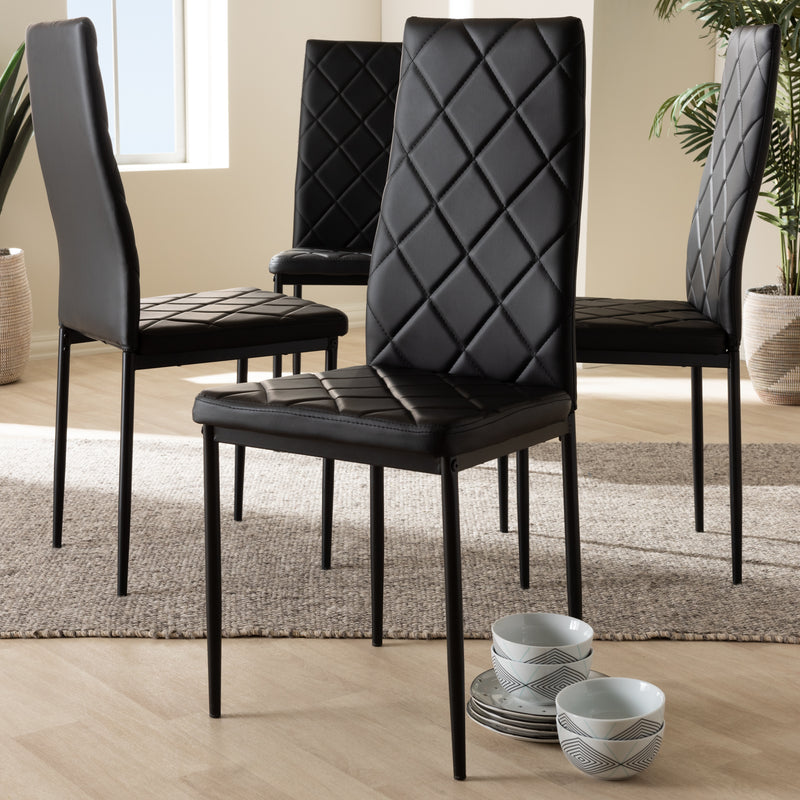 Baxton Studio Blaise Modern And Contemporary Black Faux Leather Upholstered Dining Chair (Set Of 4) | Dining Chairs | Modishstore
