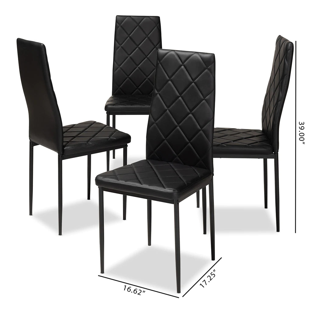 Baxton Studio Blaise Modern And Contemporary Black Faux Leather Upholstered Dining Chair (Set Of 4) | Dining Chairs | Modishstore - 4