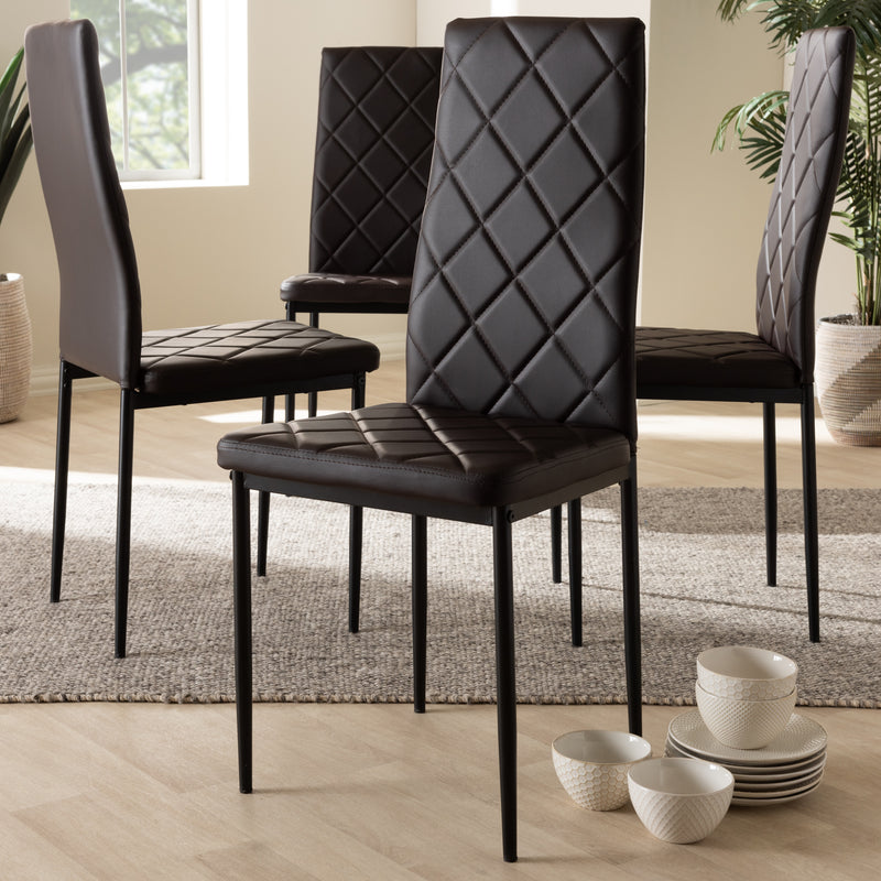 Baxton Studio Blaise Modern And Contemporary Black Faux Leather Upholstered Dining Chair (Set Of 4) | Dining Chairs | Modishstore - 6