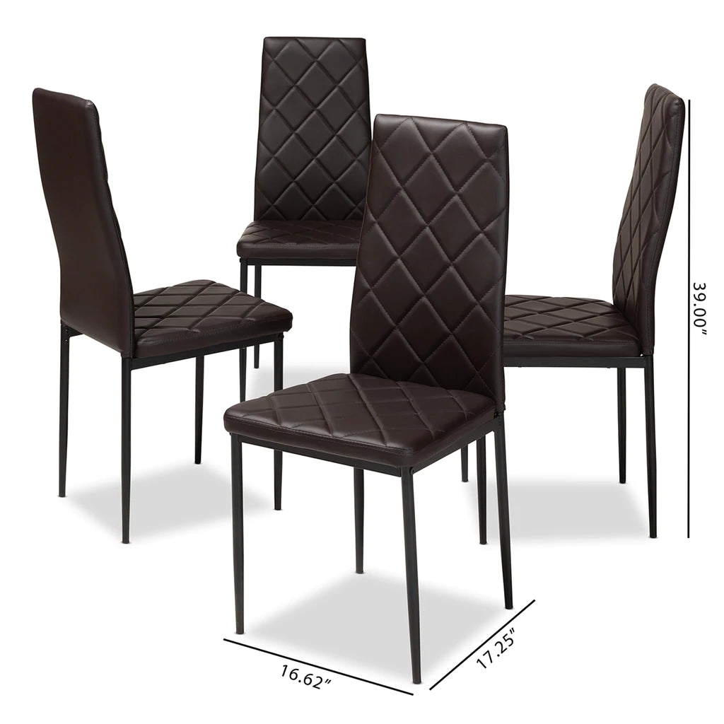 Baxton Studio Blaise Modern And Contemporary Black Faux Leather Upholstered Dining Chair (Set Of 4) | Dining Chairs | Modishstore - 8
