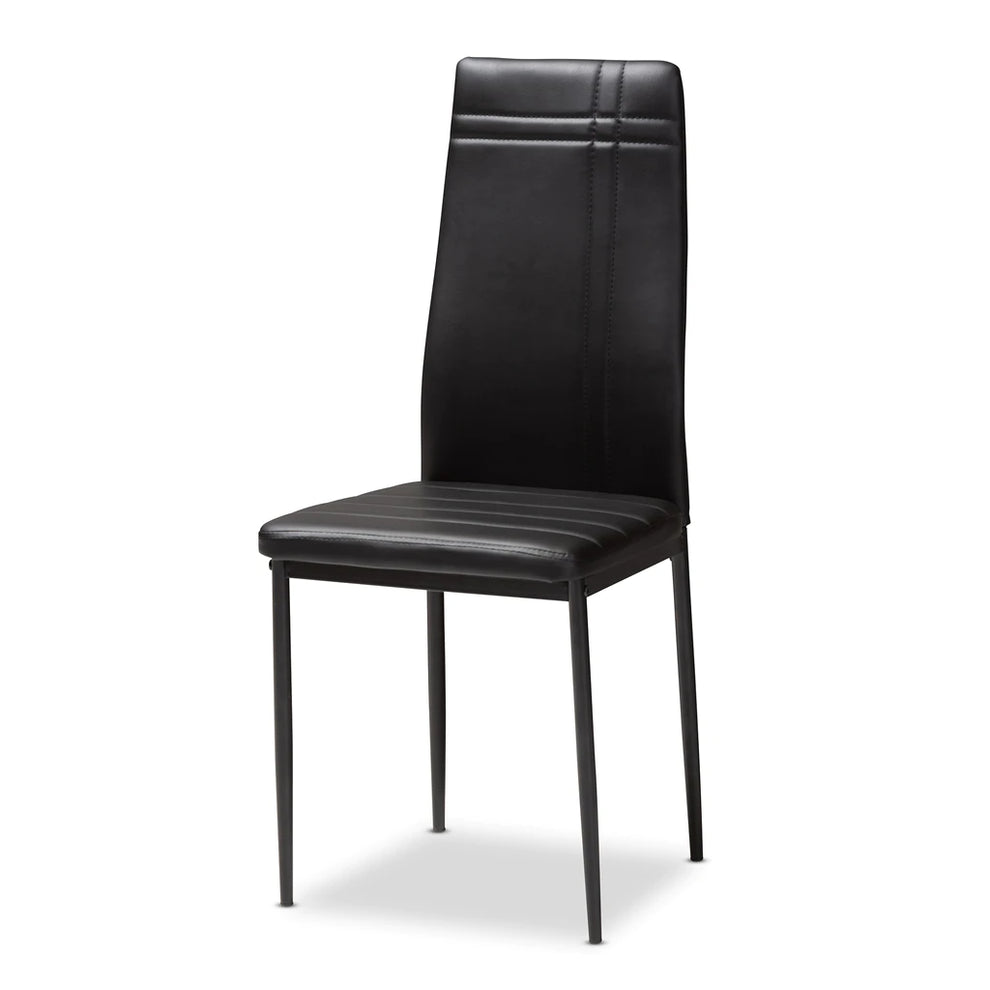 Baxton Studio Matiese Modern And Contemporary Black Faux Leather Upholstered Dining Chair (Set Of 4) | Dining Chairs | Modishstore - 5