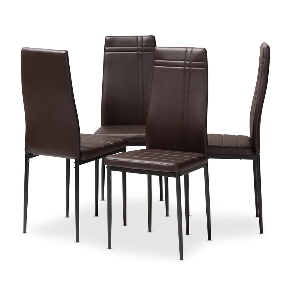 Baxton Studio Matiese Modern And Contemporary Black Faux Leather Upholstered Dining Chair (Set Of 4) | Dining Chairs | Modishstore - 8