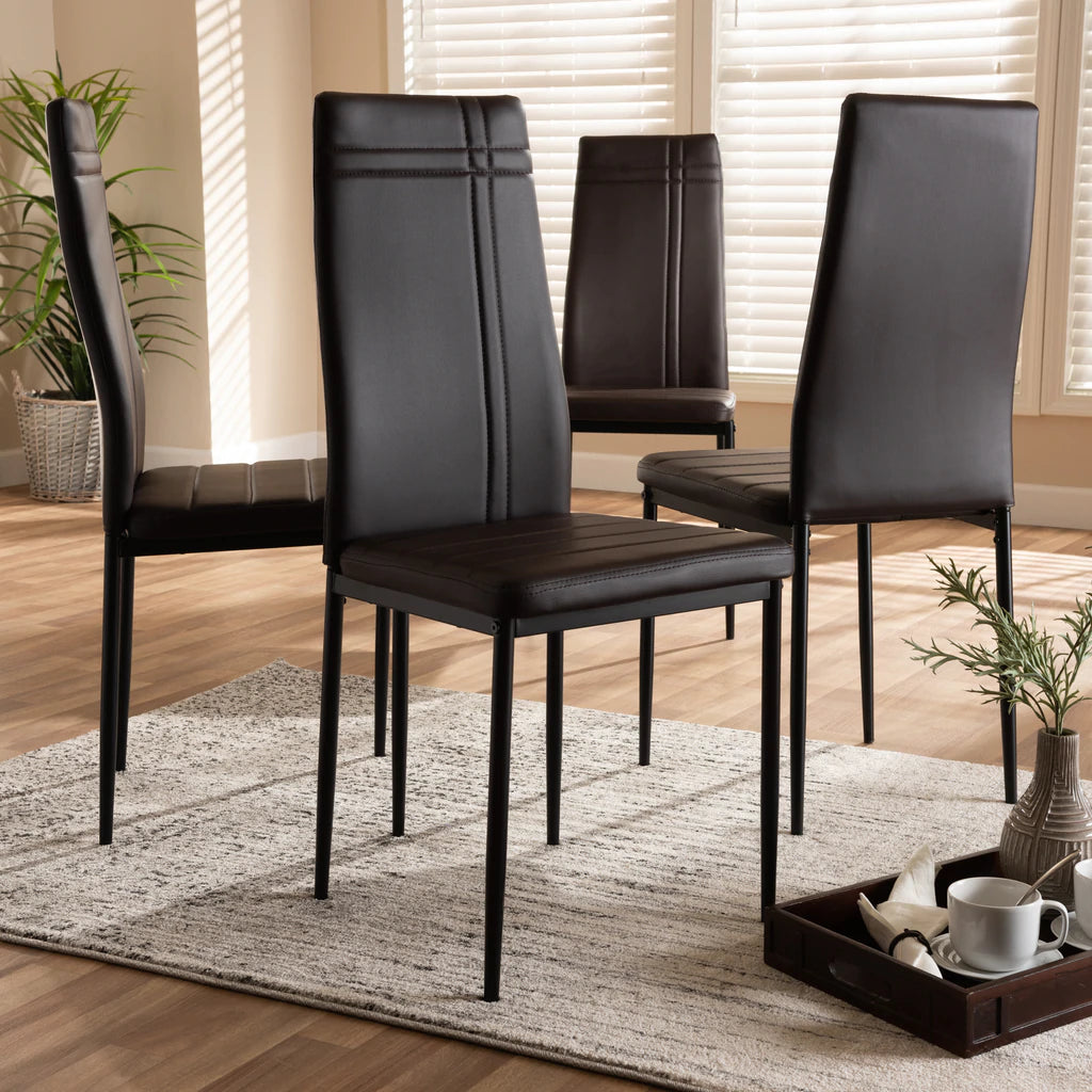 Baxton Studio Matiese Modern And Contemporary Black Faux Leather Upholstered Dining Chair (Set Of 4) | Dining Chairs | Modishstore - 7