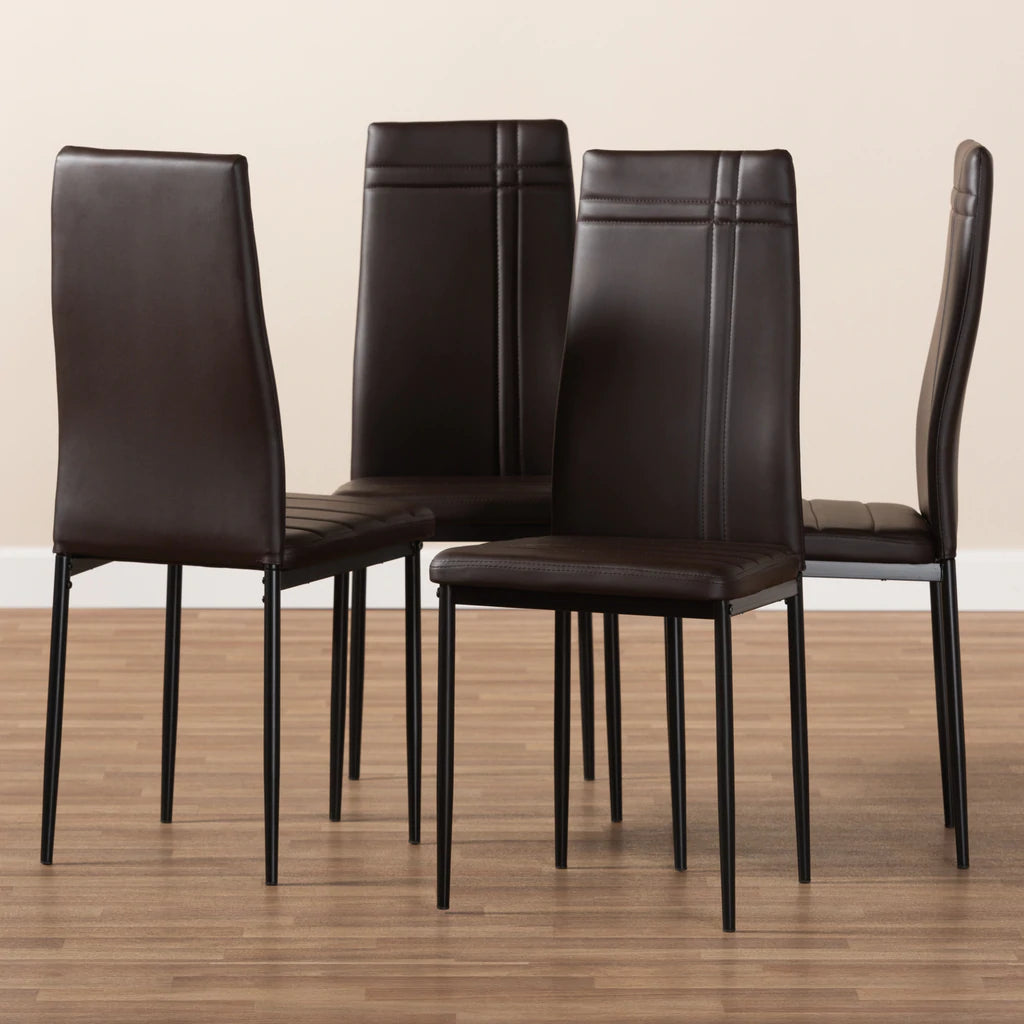 Baxton Studio Matiese Modern And Contemporary Black Faux Leather Upholstered Dining Chair (Set Of 4) | Dining Chairs | Modishstore - 11