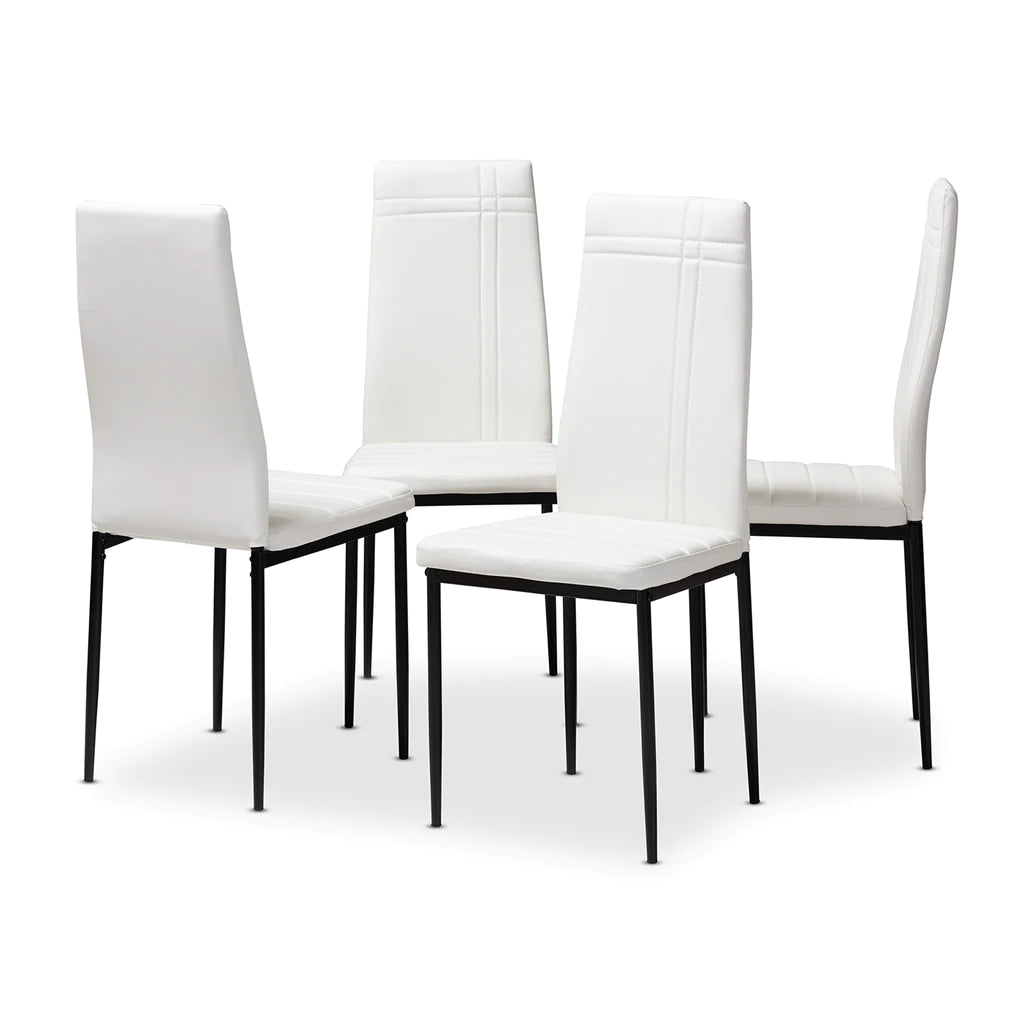 Baxton Studio Matiese Modern And Contemporary Black Faux Leather Upholstered Dining Chair (Set Of 4) | Dining Chairs | Modishstore - 14