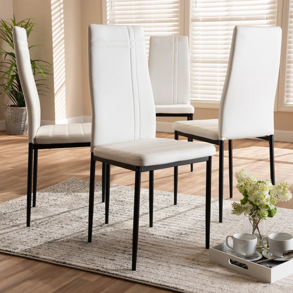 Baxton Studio Matiese Modern And Contemporary Black Faux Leather Upholstered Dining Chair (Set Of 4) | Dining Chairs | Modishstore - 13