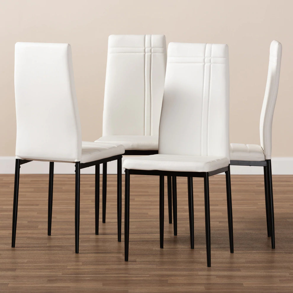 Baxton Studio Matiese Modern And Contemporary Black Faux Leather Upholstered Dining Chair (Set Of 4) | Dining Chairs | Modishstore - 16