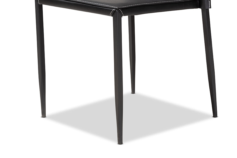 Baxton Studio Pascha Modern and Contemporary Black Faux Leather Upholstered Dining Chair (Set of 4) | Modishstore | Dining Chairs - 2