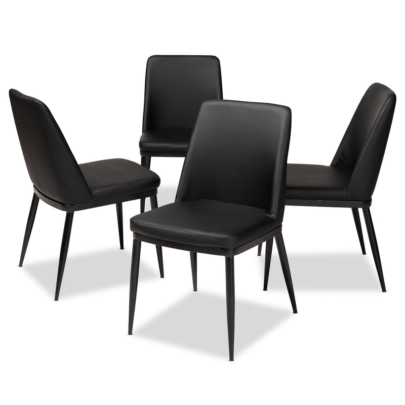 Baxton Studio Darcell Modern and Contemporary Black Faux Leather Upholstered Dining Chair (Set of 4) | Dining Chairs | Modishstore