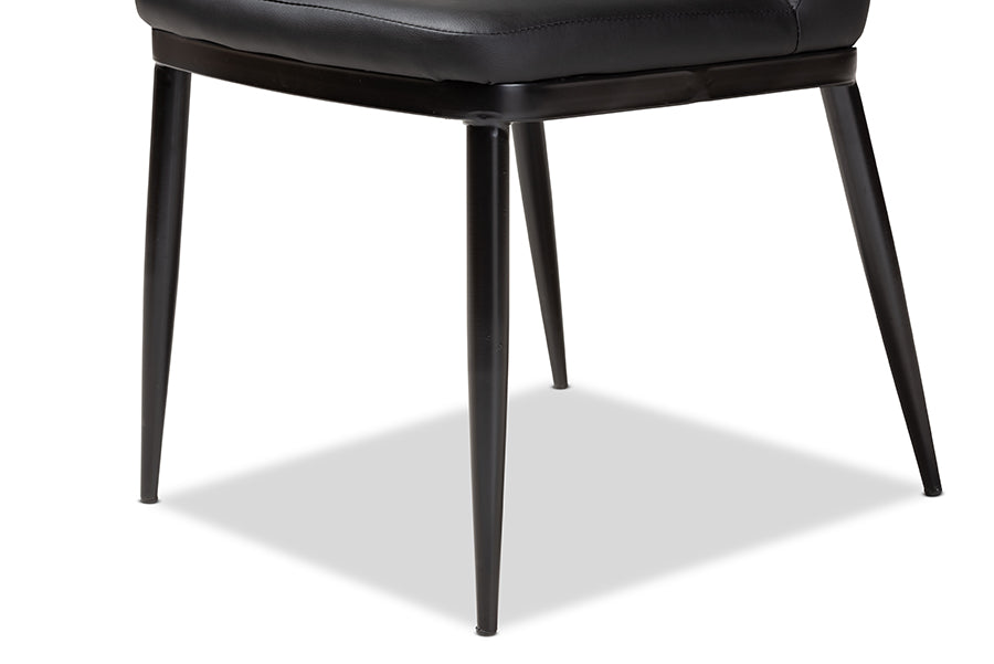 Baxton Studio Darcell Modern and Contemporary Black Faux Leather Upholstered Dining Chair (Set of 4) | Dining Chairs | Modishstore - 4