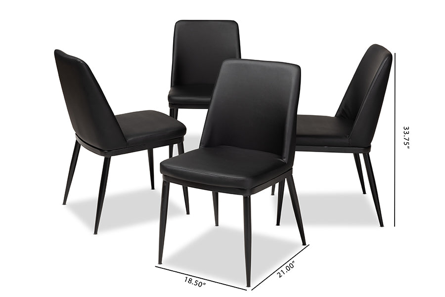 Baxton Studio Darcell Modern and Contemporary Black Faux Leather Upholstered Dining Chair (Set of 4) | Dining Chairs | Modishstore - 5