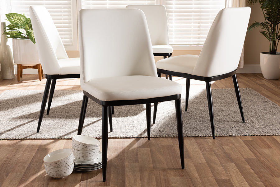 Baxton Studio Darcell Modern and Contemporary Black Faux Leather Upholstered Dining Chair (Set of 4) | Dining Chairs | Modishstore - 7