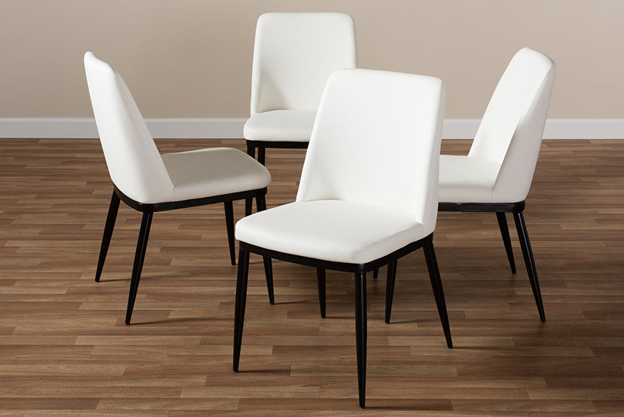 Baxton Studio Darcell Modern and Contemporary Black Faux Leather Upholstered Dining Chair (Set of 4) | Dining Chairs | Modishstore - 8