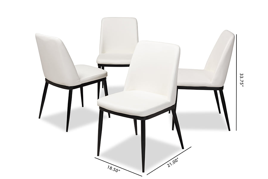 Baxton Studio Darcell Modern and Contemporary Black Faux Leather Upholstered Dining Chair (Set of 4) | Dining Chairs | Modishstore - 9