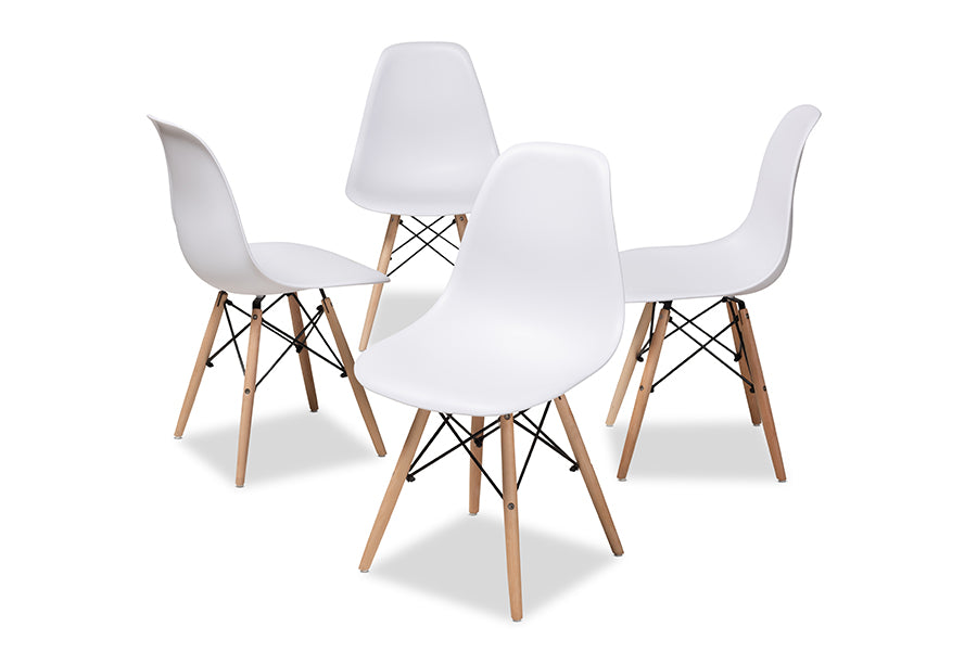 Baxton Studio Sydnea Mid-Century Modern White Acrylic Brown Wood Finished Dining Chair (Set of 4) | Modishstore | Dining Chairs - 2