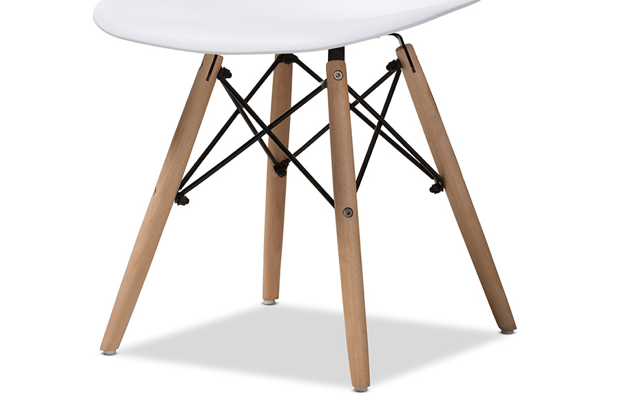 Baxton Studio Sydnea Mid-Century Modern White Acrylic Brown Wood Finished Dining Chair (Set of 4) | Modishstore | Dining Chairs - 3