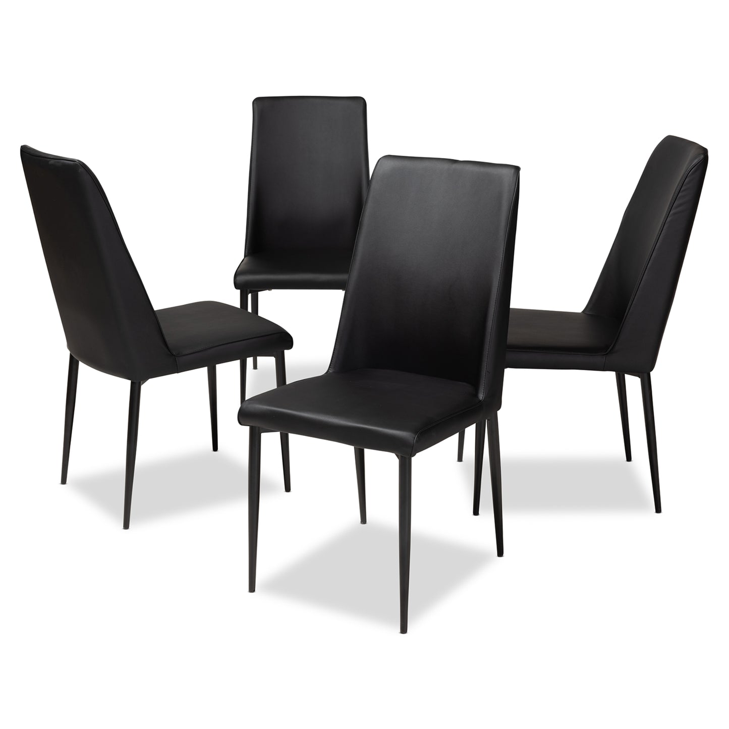Baxton Studio Chandelle Modern and Contemporary Black Faux Leather Upholstered Dining Chair (Set of 4) | Dining Chairs | Modishstore