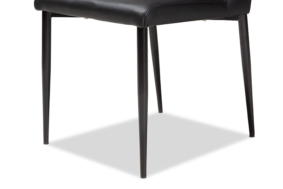 Baxton Studio Chandelle Modern and Contemporary Black Faux Leather Upholstered Dining Chair (Set of 4) | Dining Chairs | Modishstore - 4