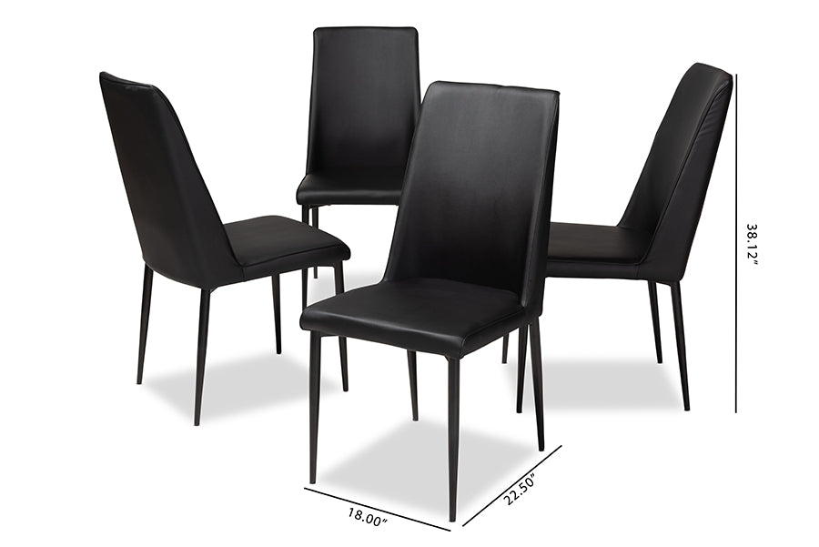 Baxton Studio Chandelle Modern and Contemporary Black Faux Leather Upholstered Dining Chair (Set of 4) | Dining Chairs | Modishstore - 5