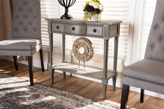 Baxton Studio Noelle French Provincial Gray Finished 1-Drawer Wood Console Table | Modishstore | Console Tables