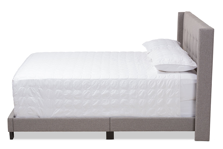 Baxton Studio Lisette Modern and Contemporary Grey Fabric Upholstered King Size Bed | Beds | Modishstore - 3