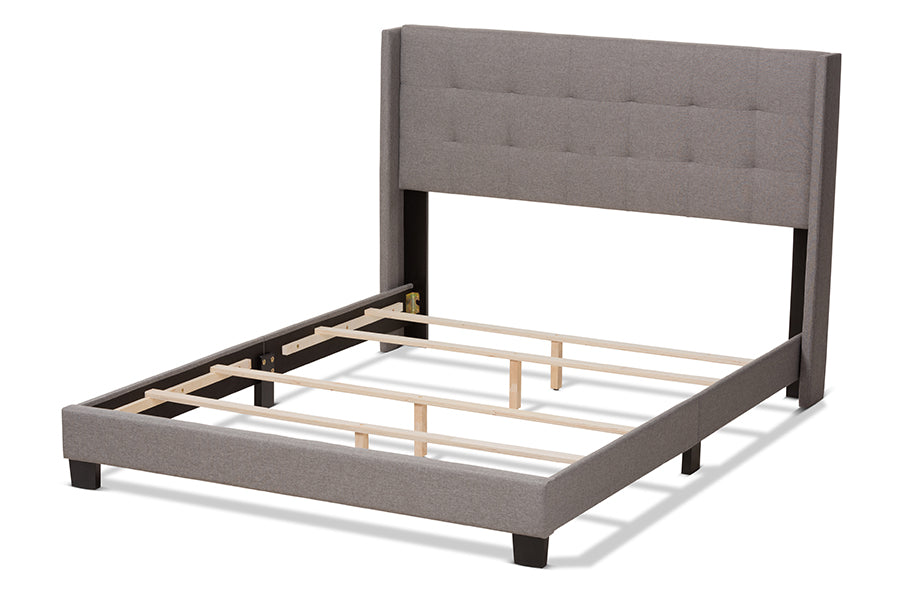 Baxton Studio Lisette Modern and Contemporary Grey Fabric Upholstered King Size Bed | Beds | Modishstore - 6