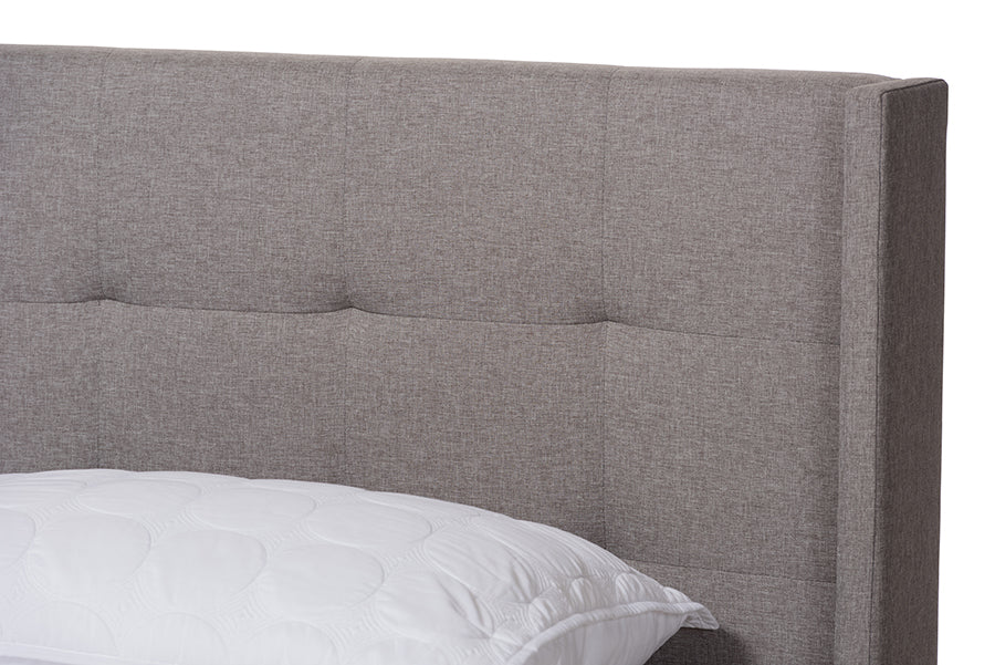 Baxton Studio Lisette Modern and Contemporary Grey Fabric Upholstered King Size Bed | Beds | Modishstore - 5